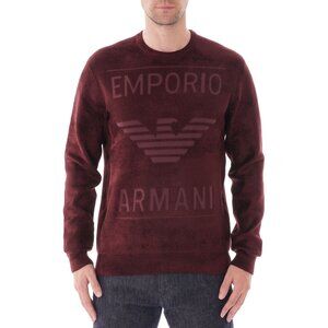 EMPORIO ARMANI - Chenille sweater maxi logo Rosso men size large